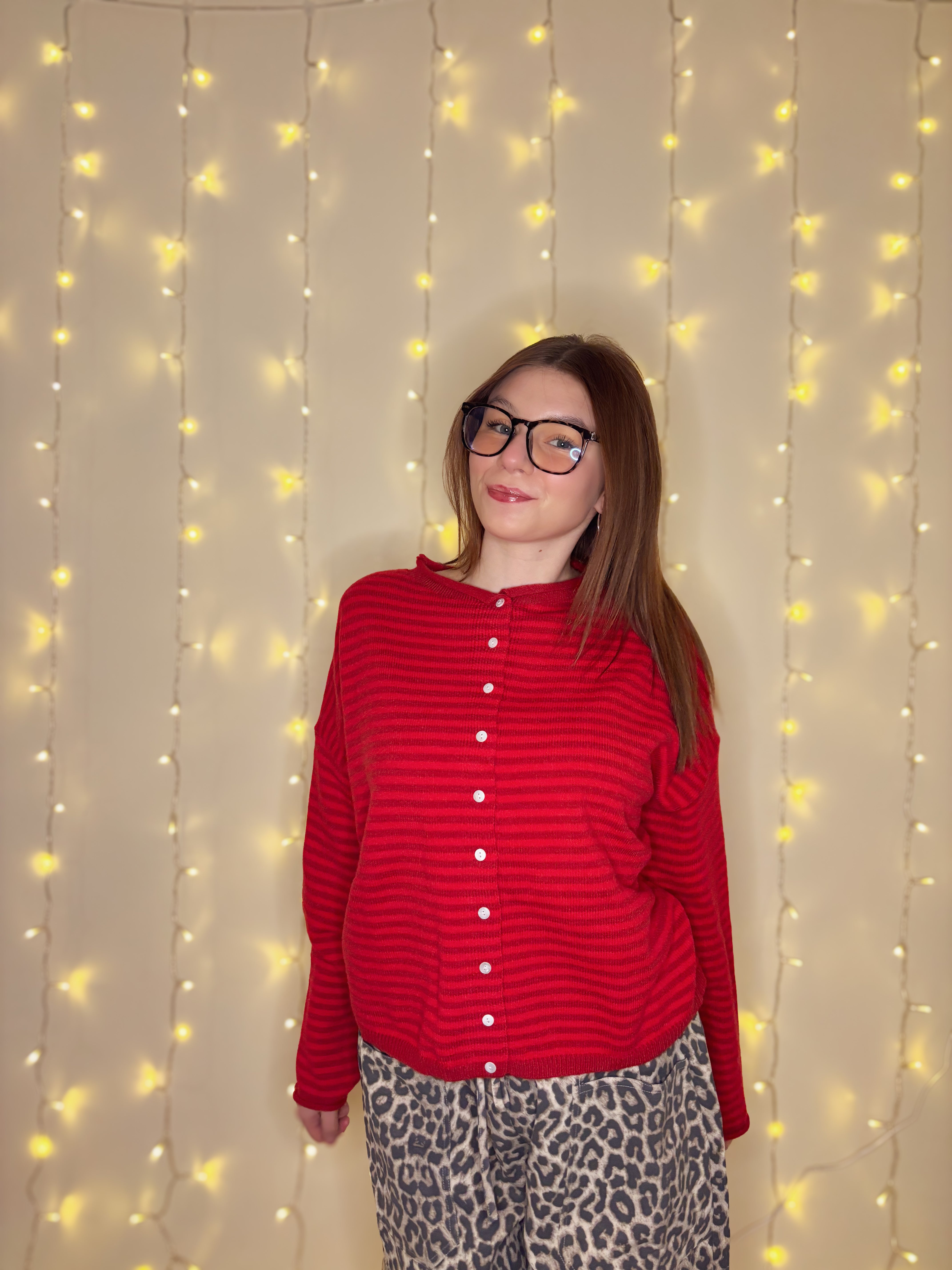 Poppy Punch Striped Cardi ❤️